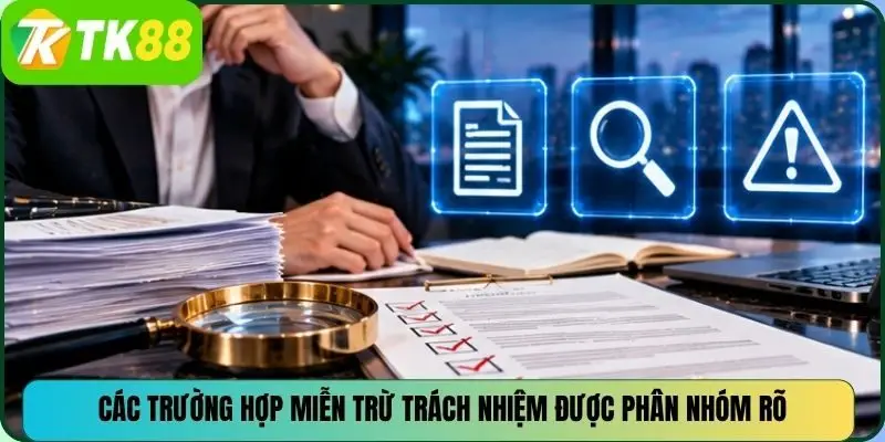 Các trường hợp miễn trừ trách nhiệm được phân nhóm rõ